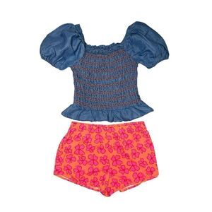 Vince Camuto Girls 12 Matching Set Floral Shorts and Top Outfit